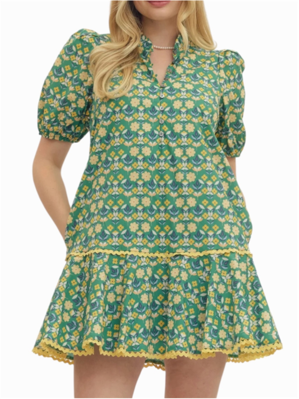 Entro Women's Garden Mini DressDress in Green Size S